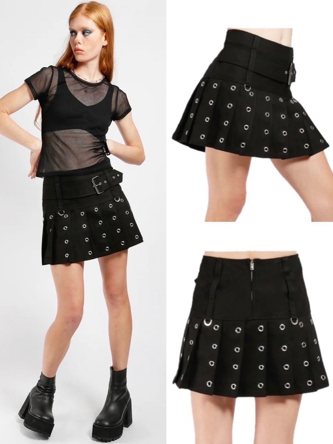 【TRIPP nyc】SUPER ROCKER SKIRT[AF2271] / 【トリップ エヌワイシー】ベルトロッカースタッズミニスカート