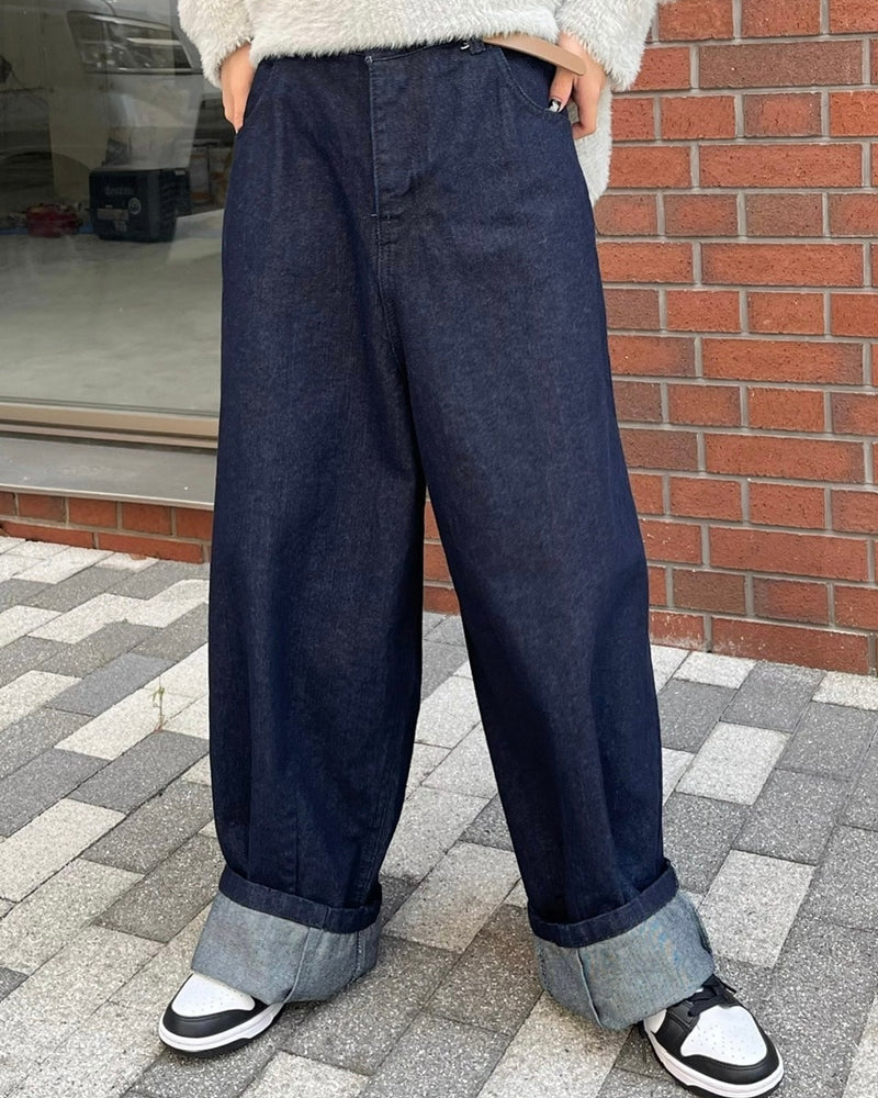 受注制【Chikashitsu +】super wide denim pants (4color)