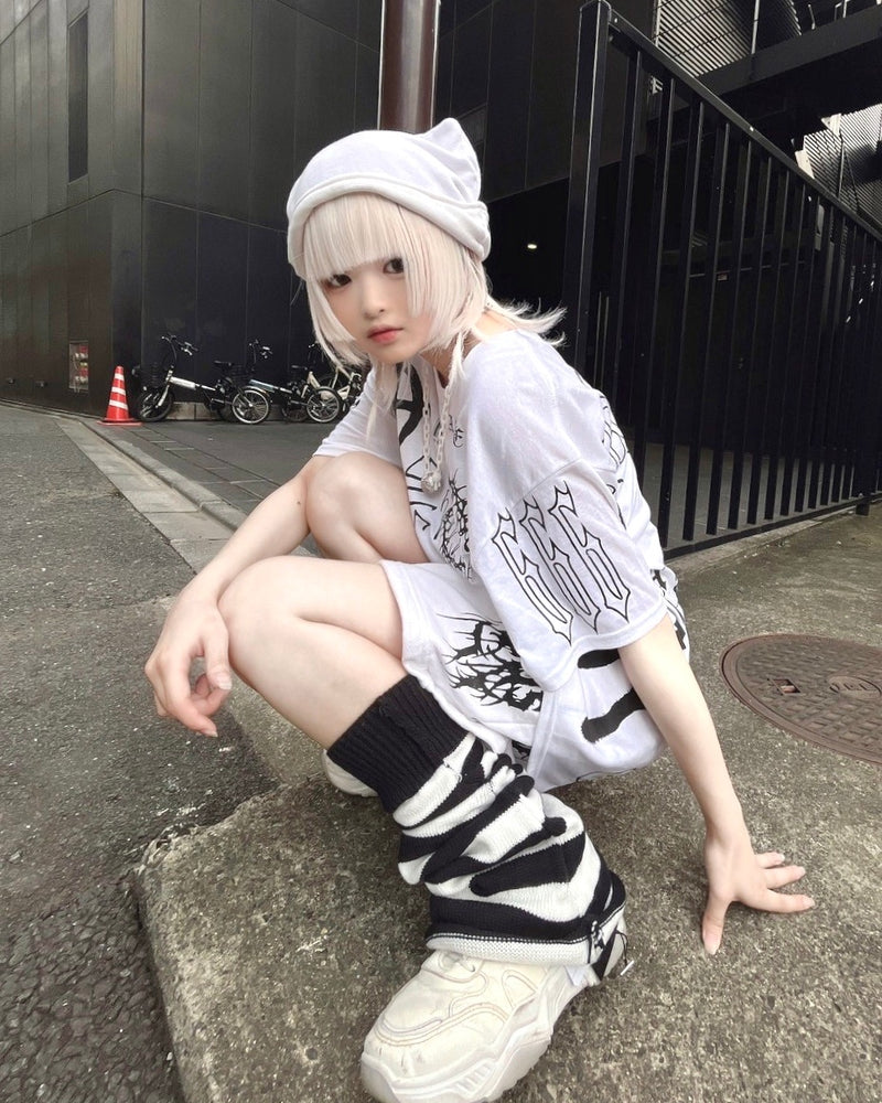 受注制【Never mind the XU】stripe flare leg warmer (2color)