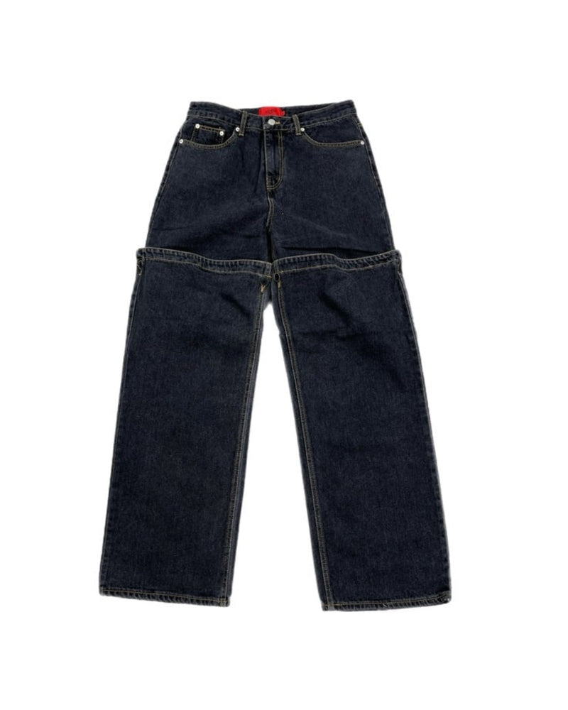 受注制【Chikashitsu +】docking 2way denim pants