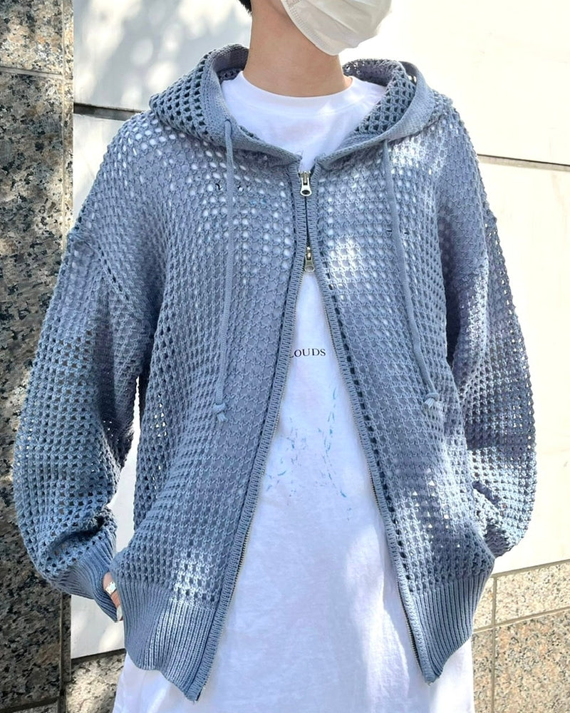 受注制【Chikashitsu +】mesh zip hoodie (5color) / 【チカシツプラス】メッシュ長袖ジップパーカー