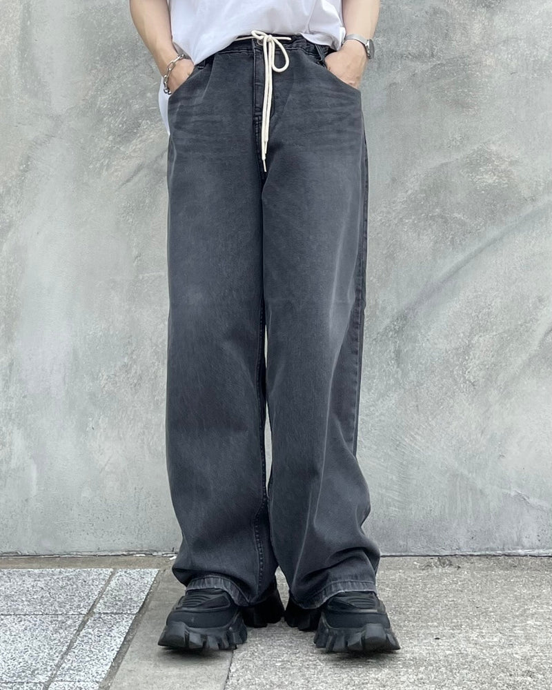 受注制【Chikashitsu +】rope wide denim pants (3color)