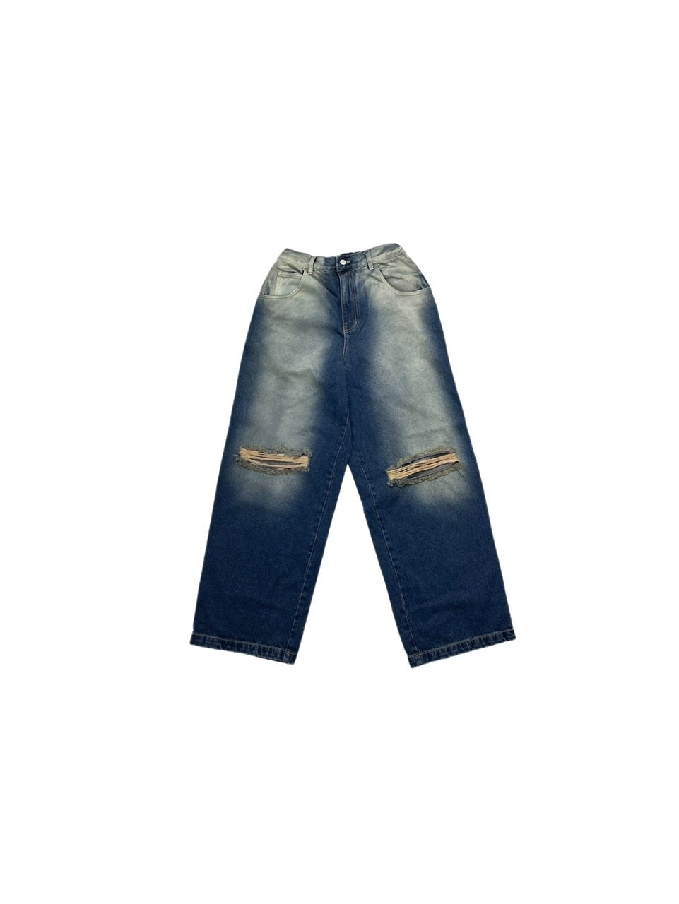 受注制【Chikashitsu +】vintage wash damage denim pants (2color)