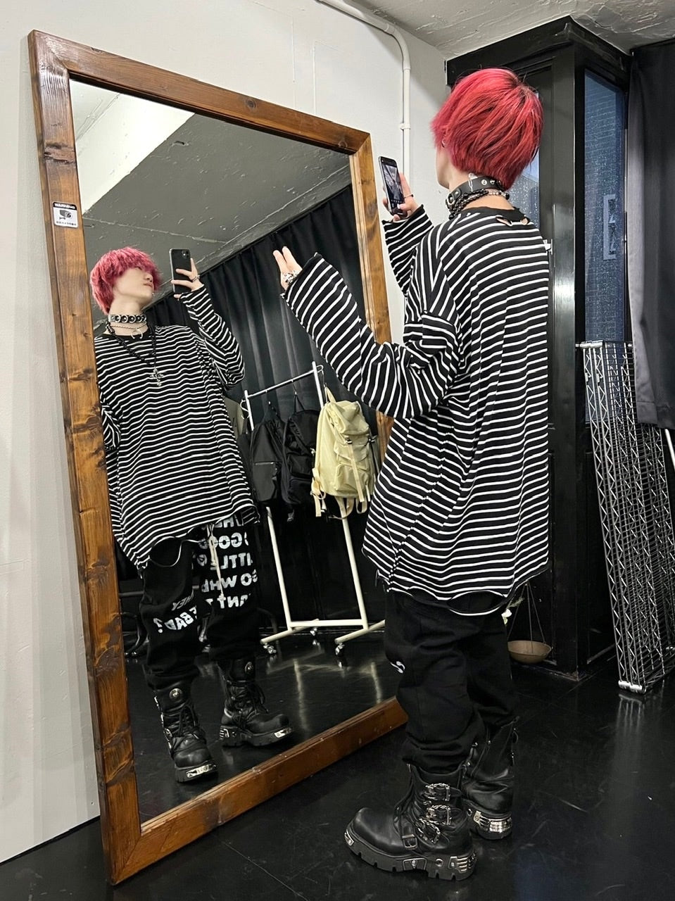 受注制【Never mind the XU】stripe damage long sleeve tee / 【ネバーマインドザエックスユー】ストライプダメージ長袖Ｔシャツ