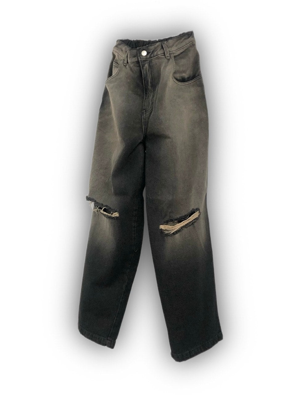 受注制【Never mind the XU】vintage wash damage denim pants (2color