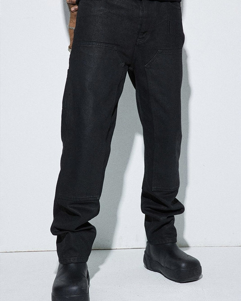 【MR. ENJOY DA MONEY】FLAME METAL LABEL DENIM SUIT PANTS