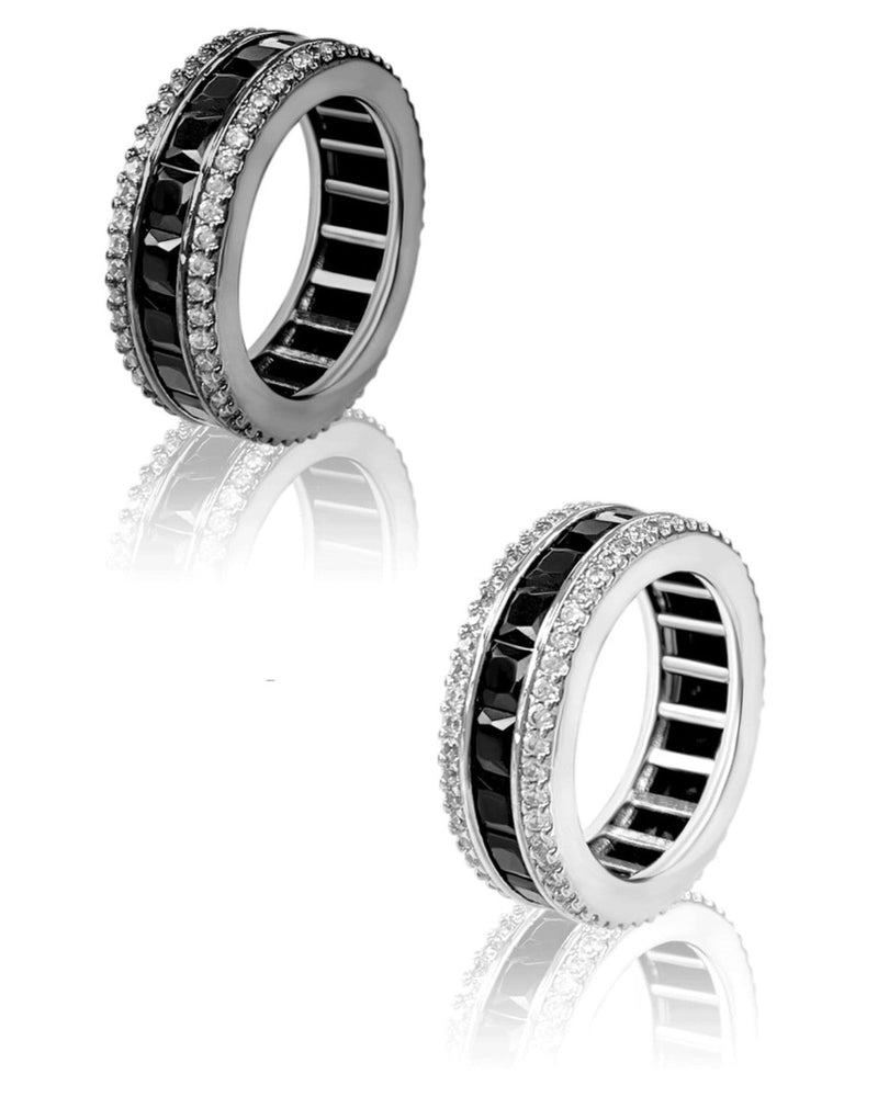 【BLACK PURPLE】AAA DIA CRYSTAL 3-LINE RING (BLACK)