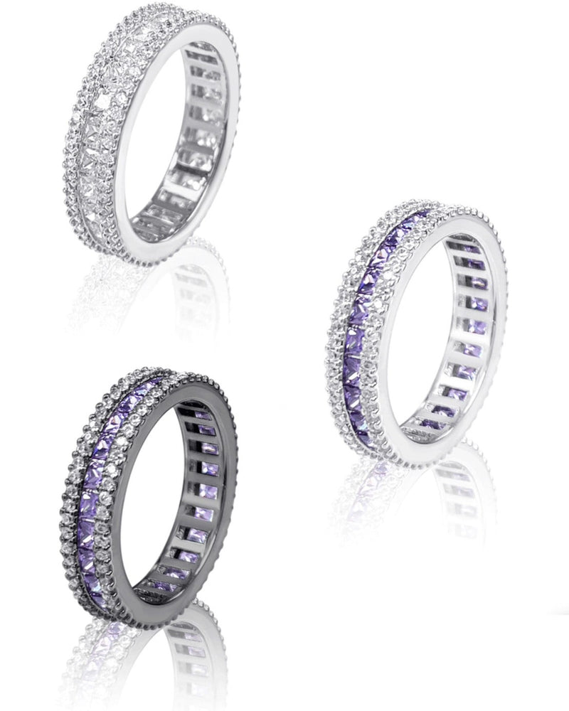 【BLACK PURPLE】AAA DIA CRYSTAL 3-LINE RING (MINI)
