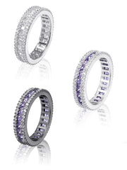 【BLACK PURPLE】AAA DIA CRYSTAL 3-LINE RING (MINI)