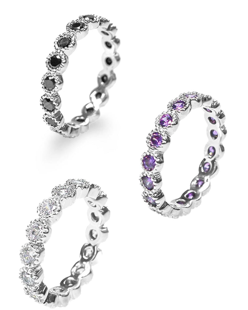 【BLACK PURPLE】TENNIS CHAIN CUBIC RING M