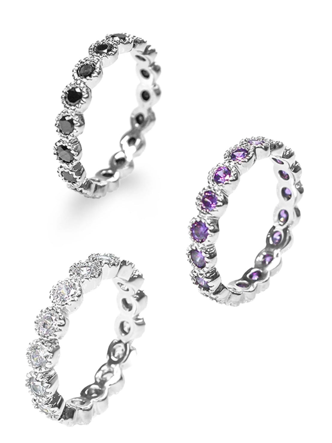 【BLACK PURPLE】TENNIS CHAIN CUBIC RING M