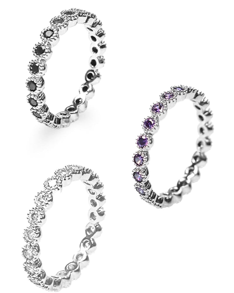 【BLACK PURPLE】TENNIS CHAIN CUBIC RING S