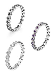 【BLACK PURPLE】TENNIS CHAIN CUBIC RING S