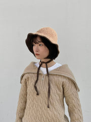 受注制【Chikashitsu +】strap knit hat (2color)