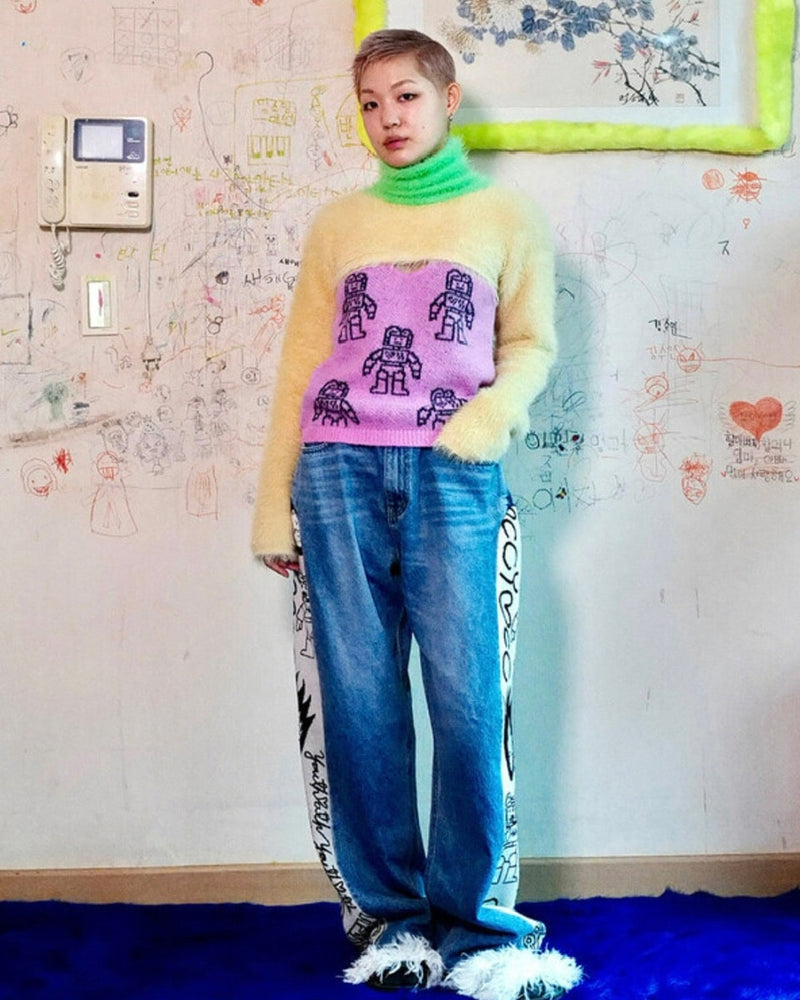 【YOUTHBATH】High-Neck Knit Top Set-up