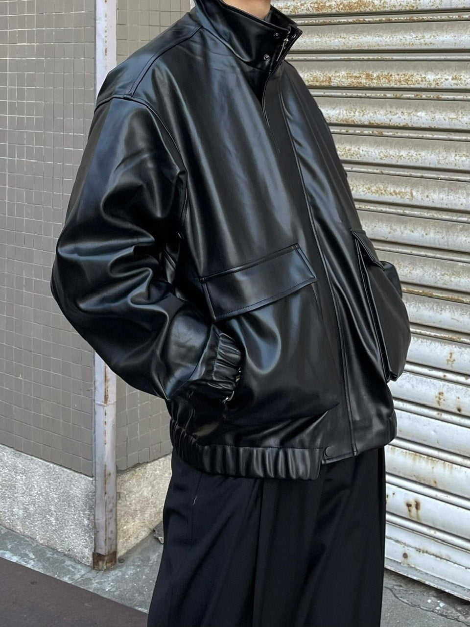 受注制【Chikashitsu +】leather bomber jacket
