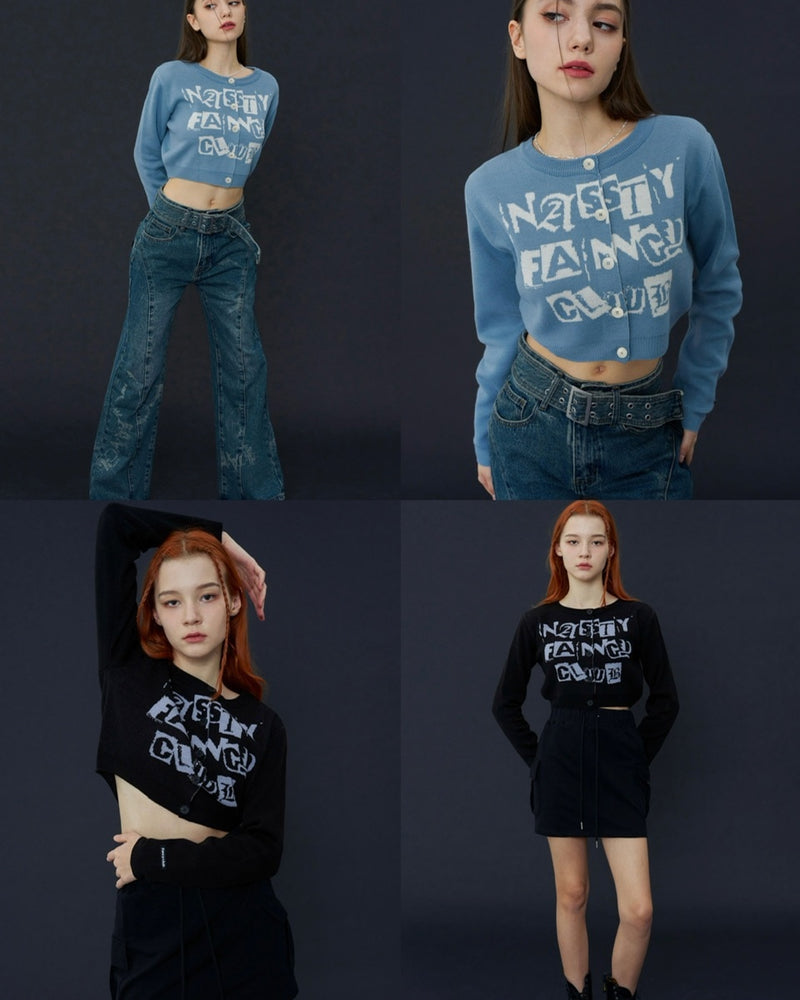 【FANCY CLUB】FANCY STAMP CROP CARDIGAN