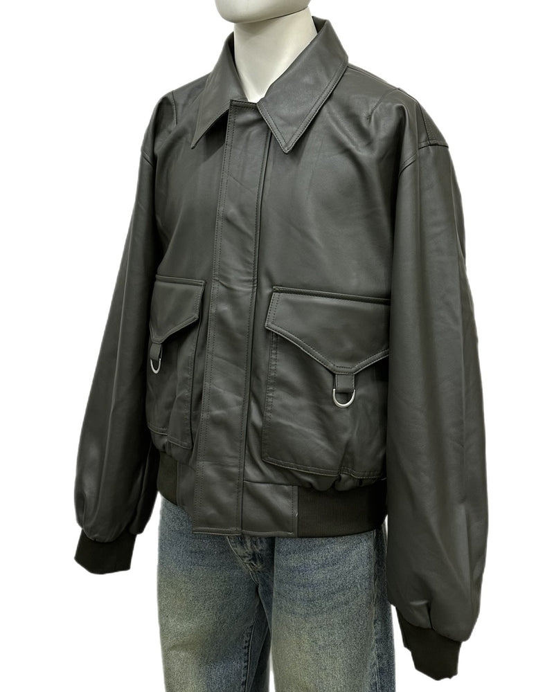 大阪店WEB限定【Chikashitsu +】double pocket leather jumper (3color)