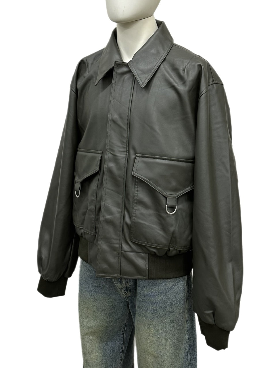 大阪店WEB限定【Chikashitsu +】double pocket leather jumper (3color)