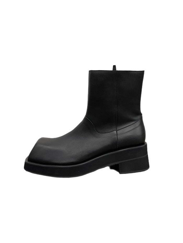 受注制【Chikashitsu +】square toe side zip boots