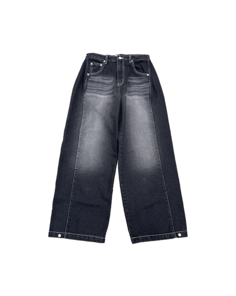 受注制【Chikashitsu +】snap button stitch denim pants / 【チカシツプラス】スナップボタンスティッチデニムパンツ