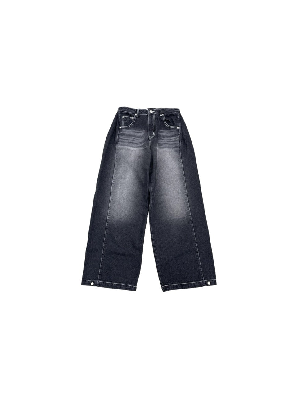 受注制【Chikashitsu +】snap button stitch denim pants / 【チカシツプラス】スナップボタンスティッチデニムパンツ