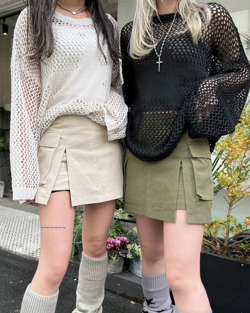 受注制【Never mind the XU】pocket cargo skirt (3color)