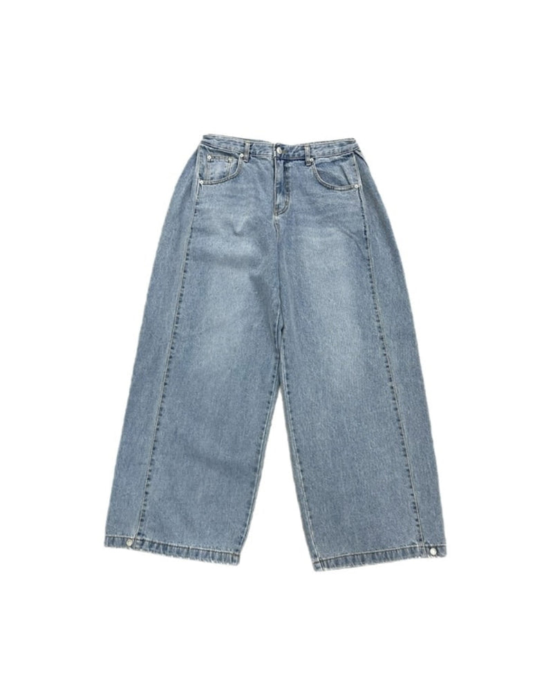 【Chikashitsu +】snap button denim pants (2color)