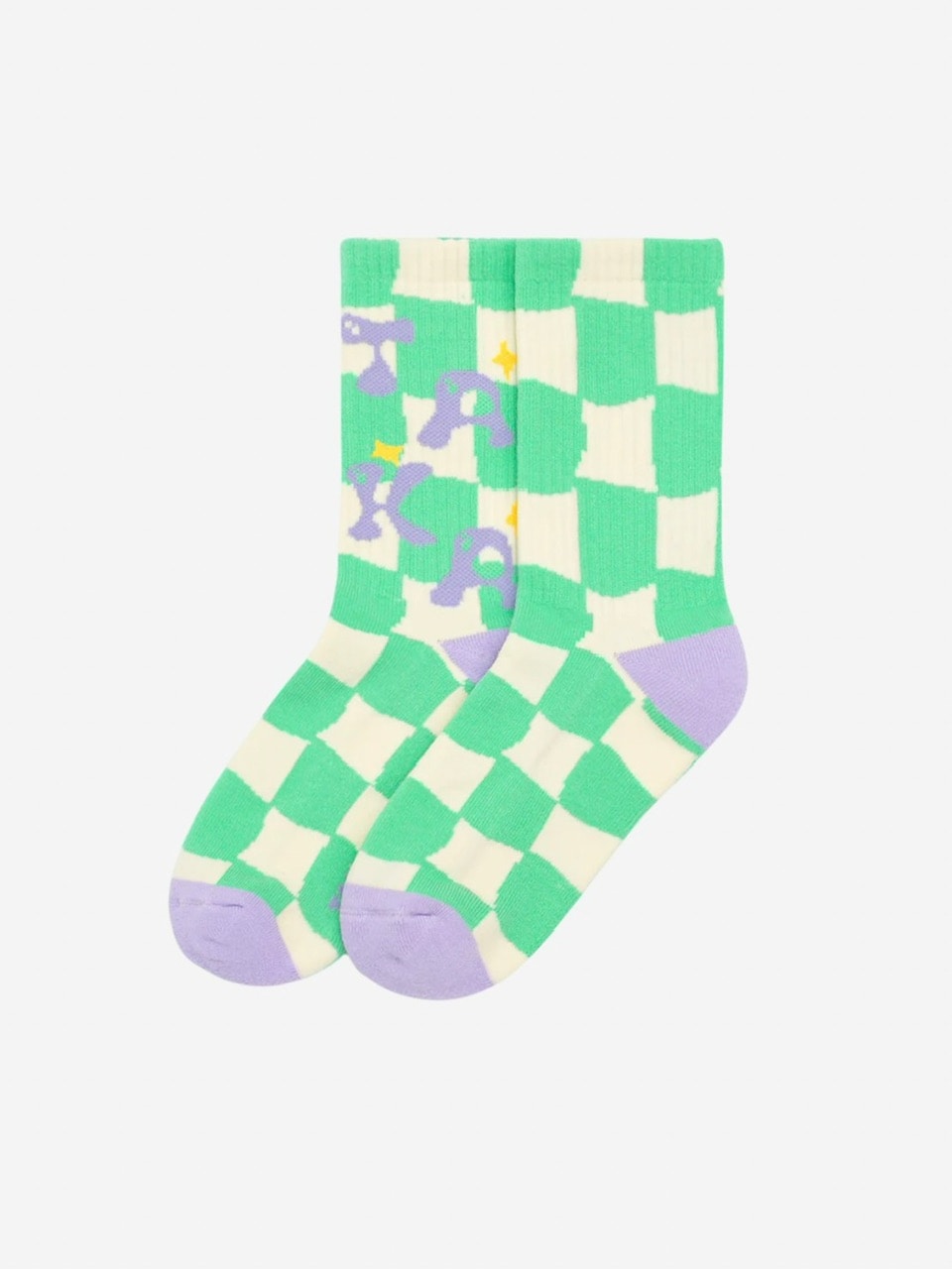 【TAKA ORIGINAL】logo checkerboard crew socks