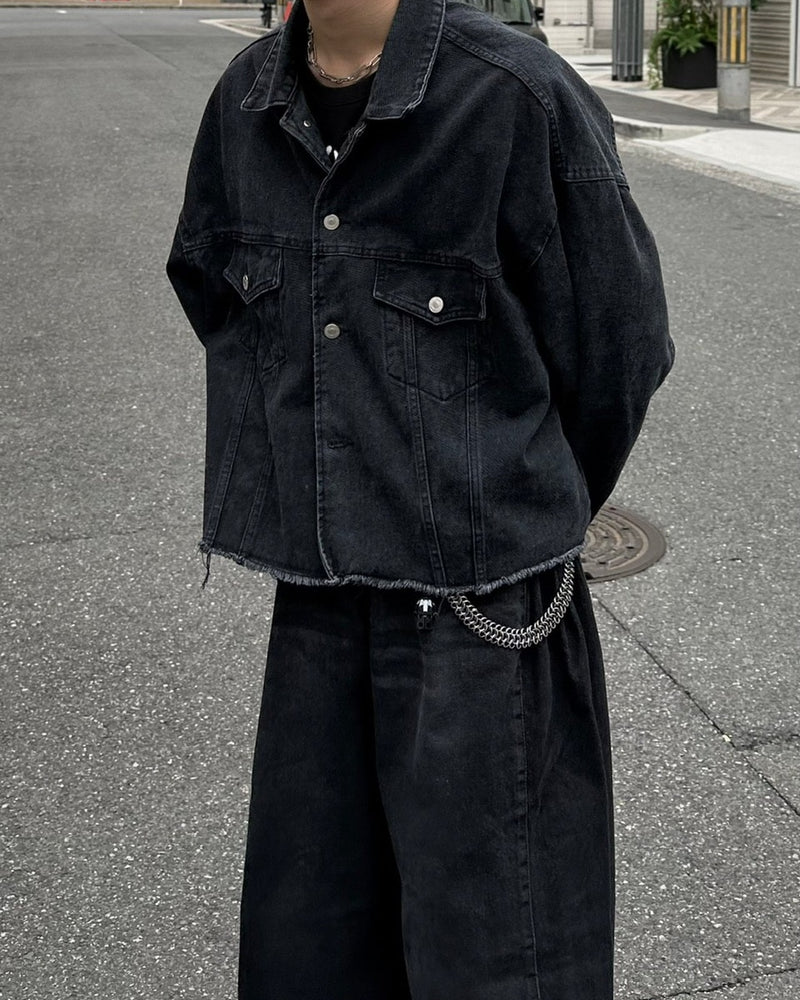 大阪店WEB限定受注制【Chikashitsu +】cutting cropped denim jacket (3color)
