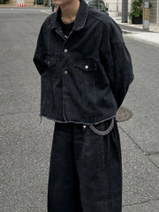 大阪店WEB限定受注制【Chikashitsu +】cutting cropped denim jacket (3color)