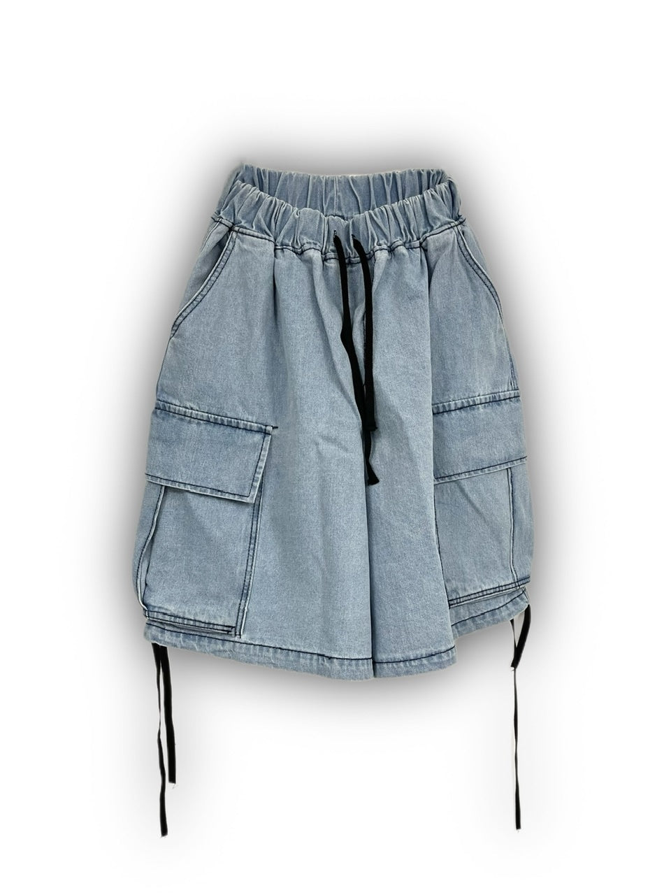 受注制【Never mind the XU】denim wide half pants (2color) / 【ネバーマインドザエックスユー】デニムワイドハーフパンツ