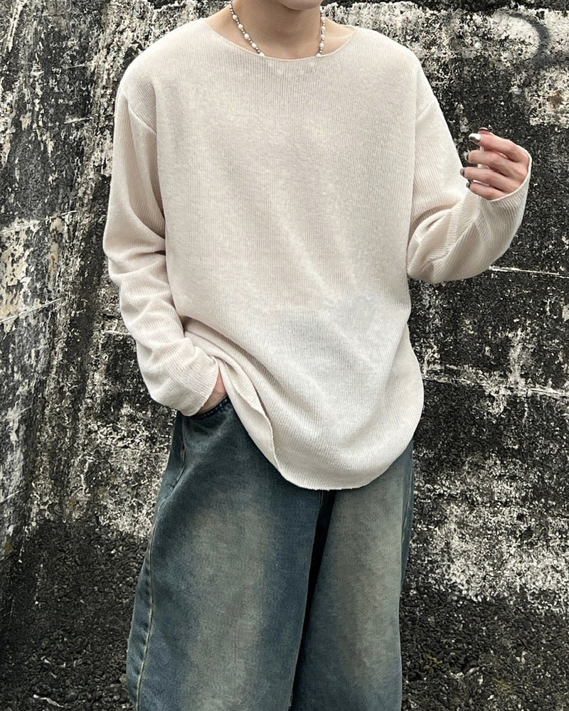 受注制【Chikashitsu +】see-through long sleeve knit (2color) / 【チカシツプラス】シースルー長袖ニット