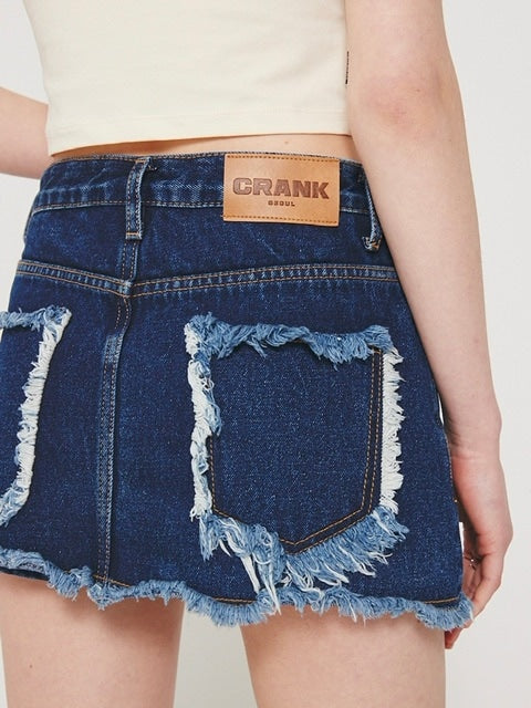 【CRANK】DENIM MINI SKIRT PANTS / 【クランク】デニムミニスカートパンツ