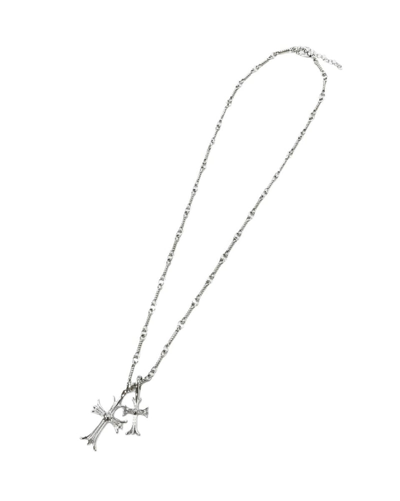 受注制【Never mind the XU】double cross necklace / 【ネバーマインドザエックスユー】ダブルクロスネックレスシルバーネックレス