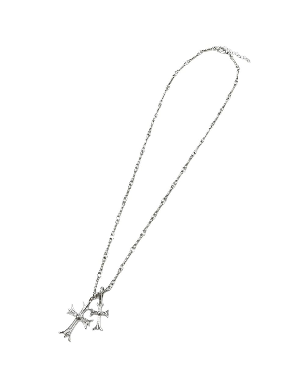 受注制【Never mind the XU】double cross necklace / 【ネバーマインドザエックスユー】ダブルクロスネックレスシルバーネックレス