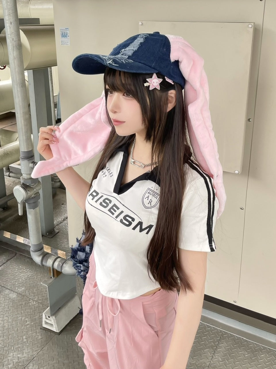 受注制【Never mind the XU】lettering collar short sleeve tee (2color)