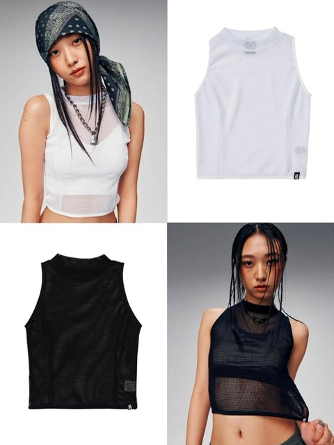 【runningHIGH】KNIT MESH SLEEVELESS TOP