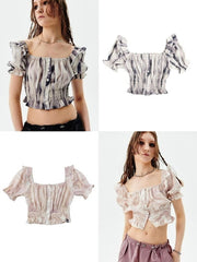 【runningHIGH】PUFF SLEEVE CROP BLOUSE