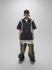 受注制【Never mind the XU】nylon zip up jacket (3color)