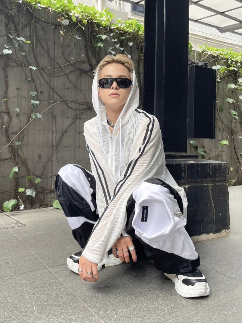 受注制【Never mind the XU】track mesh zip hoodie (2color)