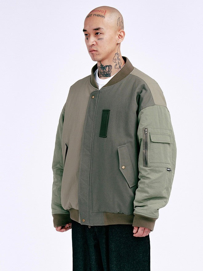 【AJOBYAJO】Fourfold Nylon Mixed Bomber Jacket