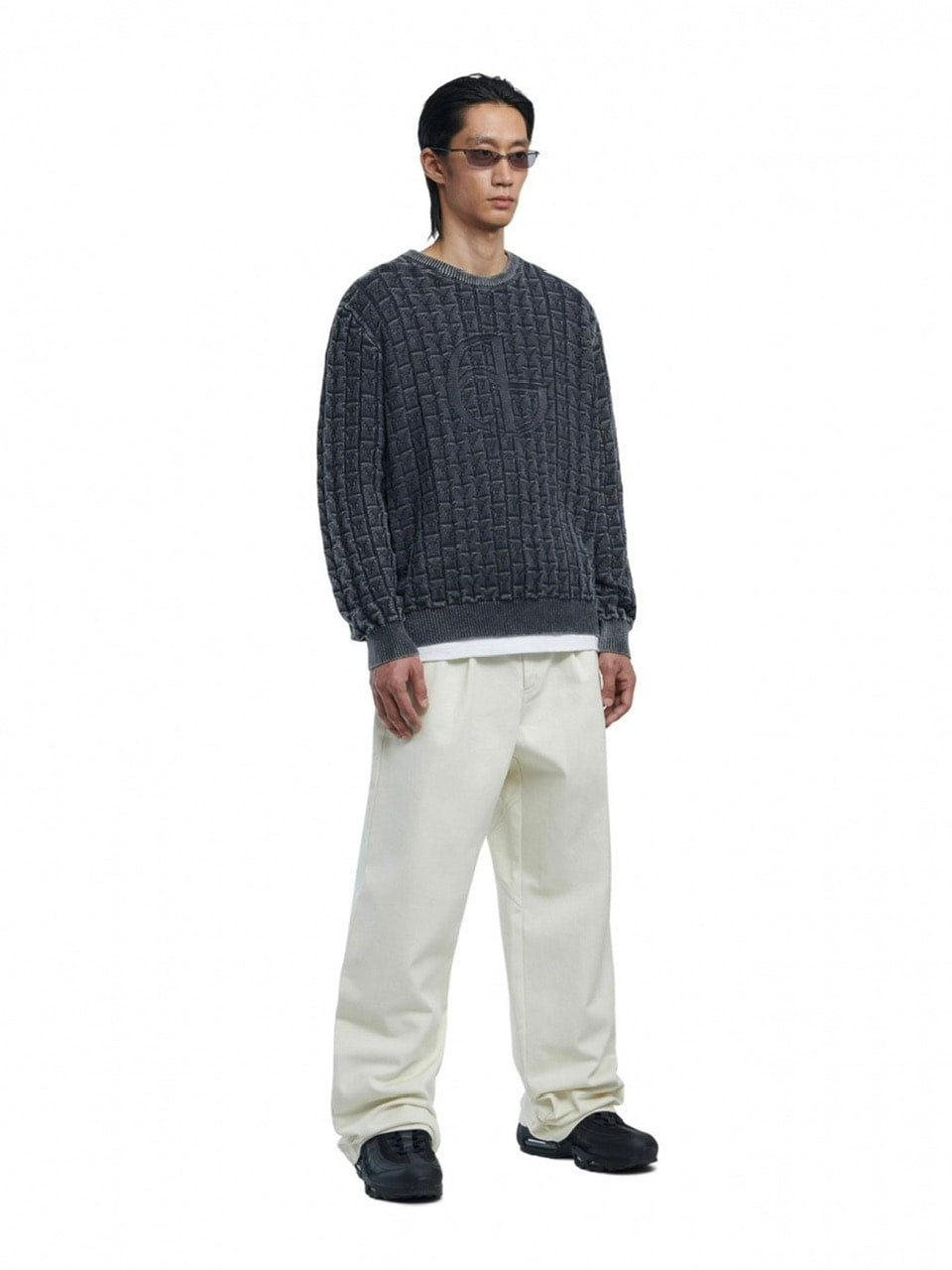 【NOMANUAL】SYMBOL JACQUARD KNIT / 【ノーマニュアル】シンボルジャガード長袖ニット