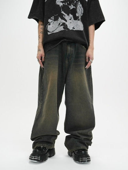 受注制【Never mind the XU】setup denim pants (2color)