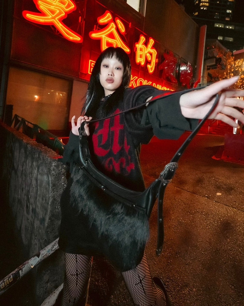 受注制【Bizarre Maiden】snapper fur leather shoulder bag