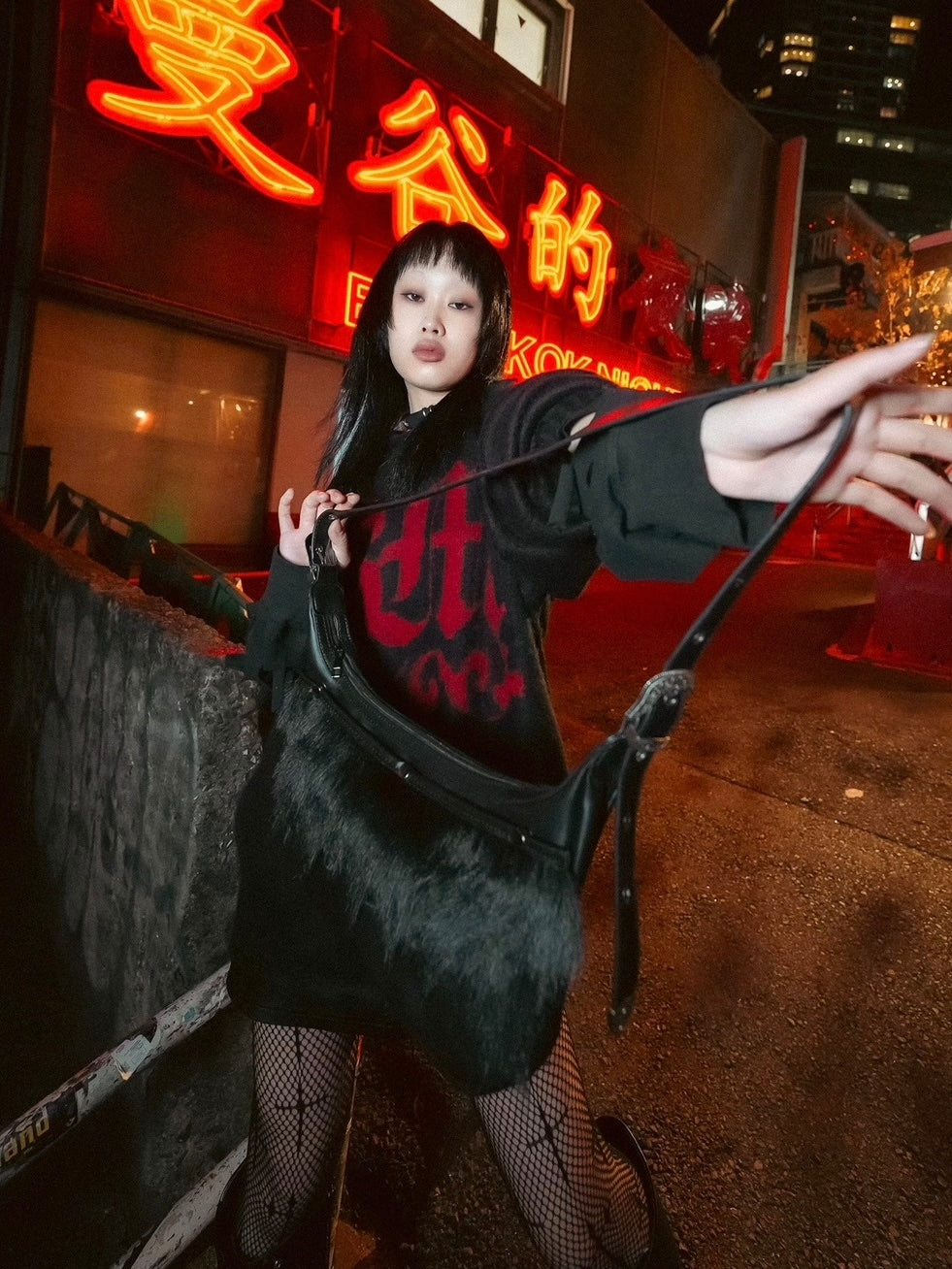 受注制【Bizarre Maiden】snapper fur leather shoulder bag