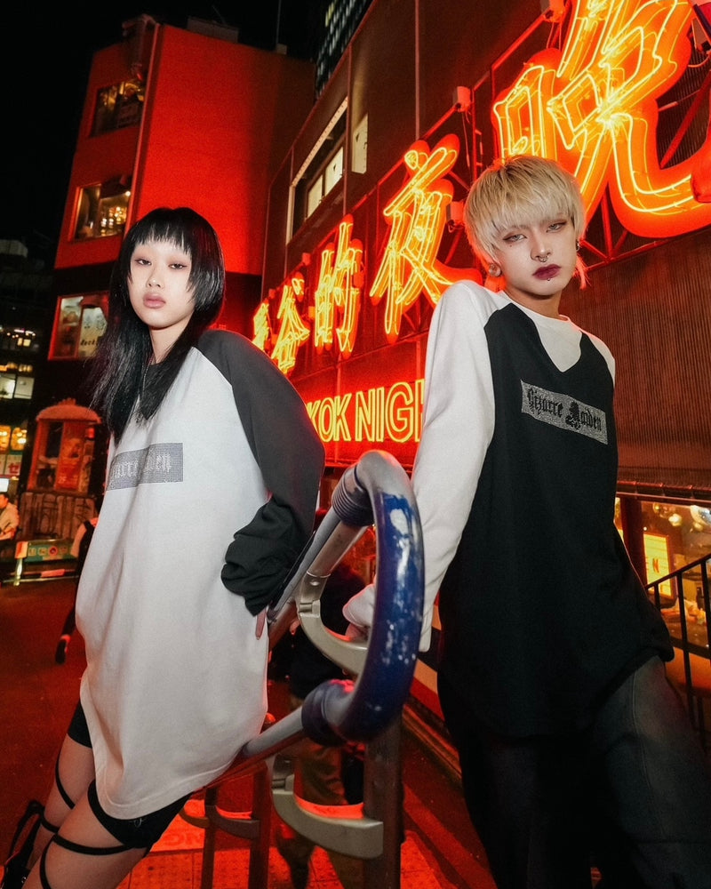【Bizarre Maiden】rhinestone logo raglan tee (2color) / 【ビザールメイデン】ラインストーンロゴラグラン長袖Tシャツ