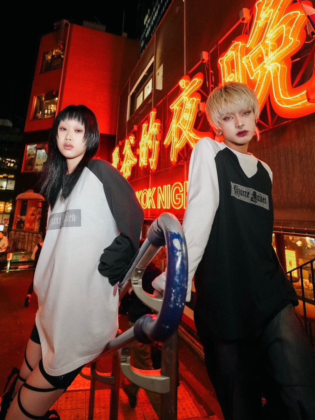 【Bizarre Maiden】rhinestone logo raglan tee (2color) / 【ビザールメイデン】ラインストーンロゴラグラン長袖Tシャツ