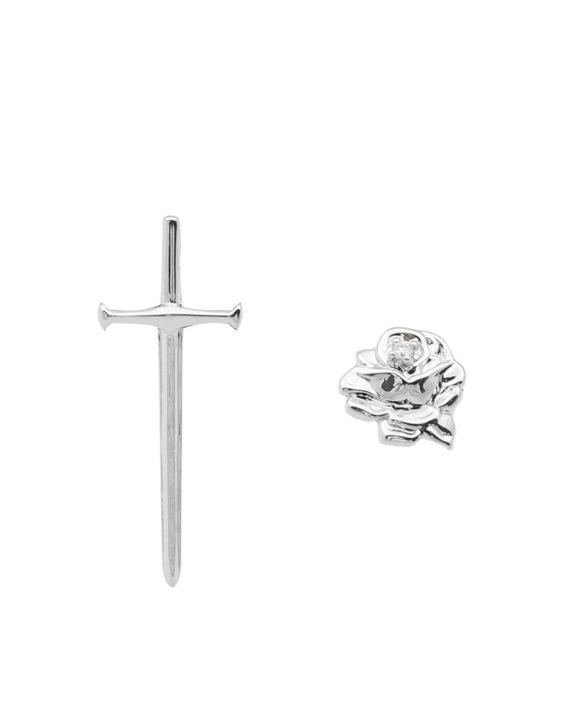 【MR. ENJOY DA MONEY】Sword and rose earrings