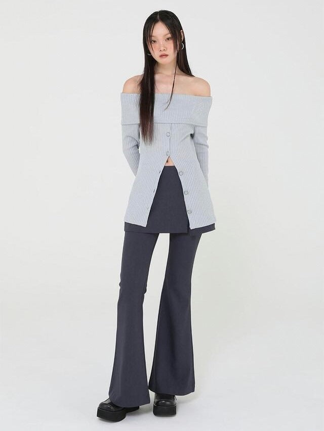 【Uglyshadow】BEAD KNIT OFF-SHOULDER / 【アグリーシャドウ】ビーズロングオフショルダー長袖カーディガン